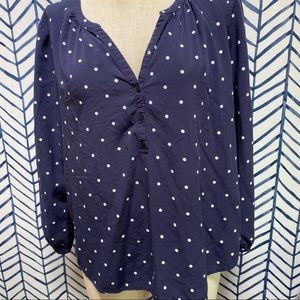 Navy blue and white polka dot 3/4 sleeve